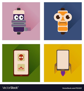 Concept of flat icons with long shadow mobile vector image