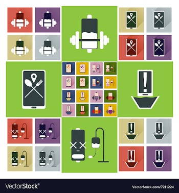 Concept of flat icons with long shadow mobile vector image
