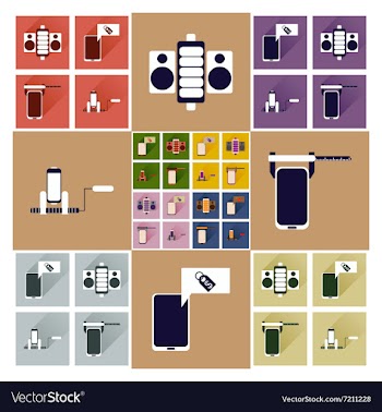 Concept of flat icons with long shadow mobile vector image