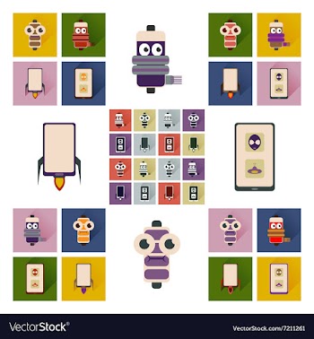 Concept of flat icons with long shadow mobile vector image