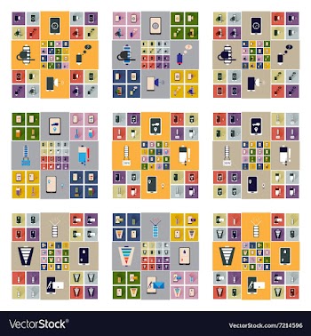 Concept of flat icons with long shadow mobile vector image