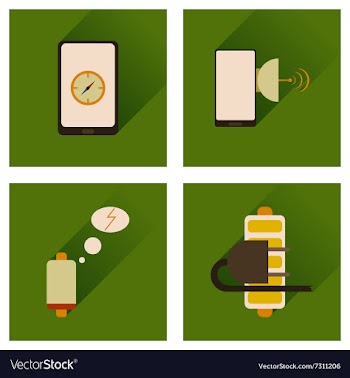 Concept of flat icons with long shadow mobile vector image