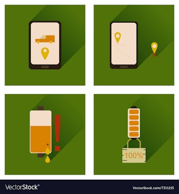 Concept of flat icons with long shadow mobile vector image