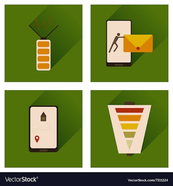 Concept of flat icons with long shadow mobile vector image