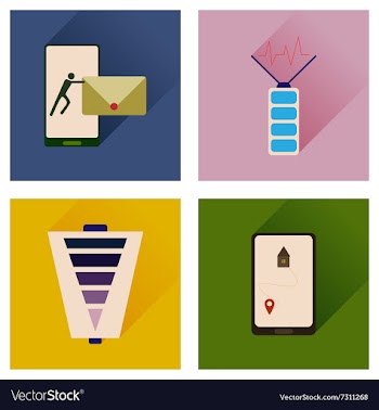 Concept of flat icons with long shadow mobile vector image