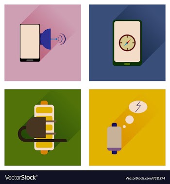 Concept of flat icons with long shadow mobile vector image