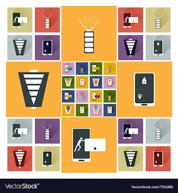 Concept of flat icons with long shadow mobile vector image