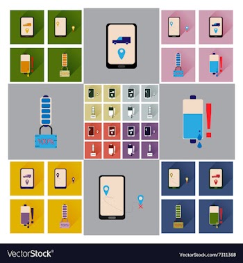 Concept of flat icons with long shadow mobile vector image