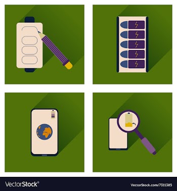 Concept of flat icons with long shadow mobile vector image