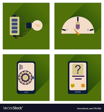 Concept of flat icons with long shadow mobile vector image