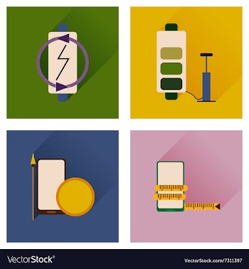 Concept of flat icons with long shadow mobile vector image