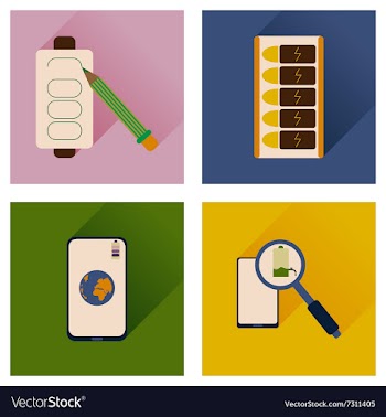 Concept of flat icons with long shadow mobile vector image