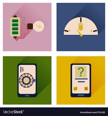 Concept of flat icons with long shadow mobile vector image