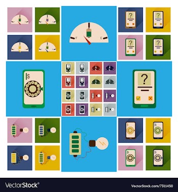 Concept of flat icons with long shadow mobile vector image