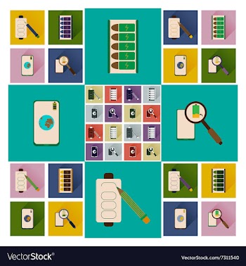 Concept of flat icons with long shadow mobile vector image