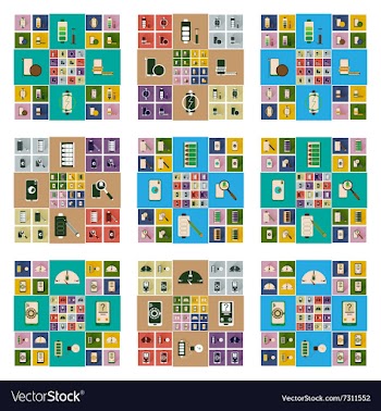 Concept of flat icons with long shadow mobile vector image