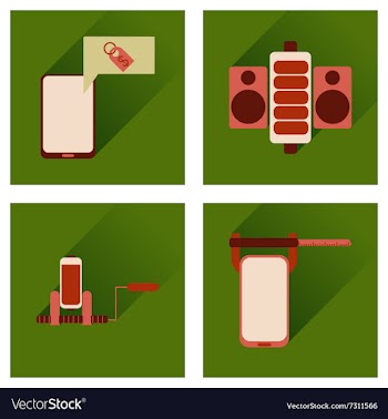 Concept of flat icons with long shadow mobile vector image