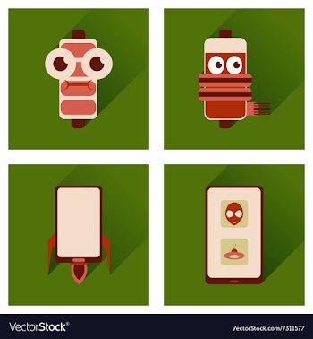 Concept of flat icons with long shadow mobile vector image
