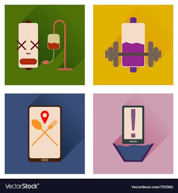 Concept of flat icons with long shadow mobile vector image