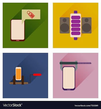 Concept of flat icons with long shadow mobile vector image