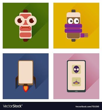 Concept of flat icons with long shadow mobile vector image