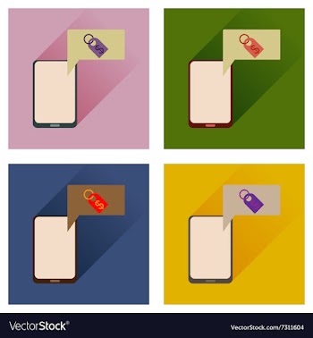 Concept of flat icons with long shadow mobile vector image