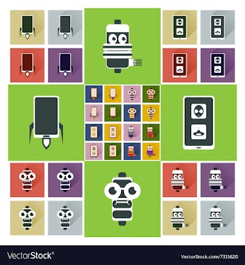 Concept of flat icons with long shadow mobile vector image