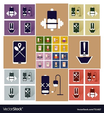 Concept of flat icons with long shadow mobile vector image