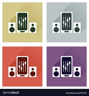 Concept of flat icons with long shadow mobile vector image