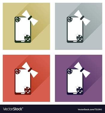 Concept of flat icons with long shadow mobile vector image