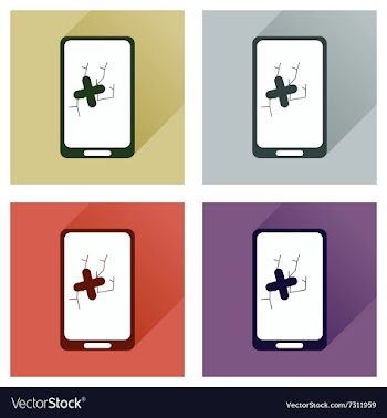 Concept of flat icons with long shadow mobile vector image