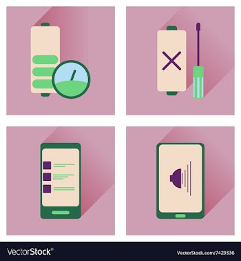Concept of flat icons with long shadow mobile vector image