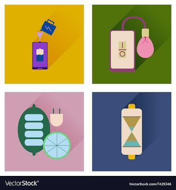Concept of flat icons with long shadow mobile vector image
