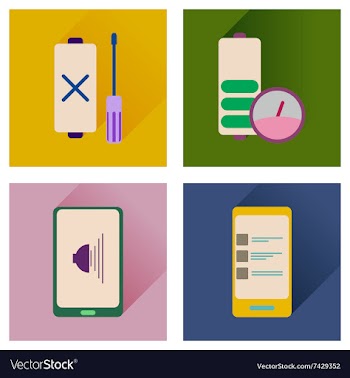 Concept of flat icons with long shadow mobile vector image