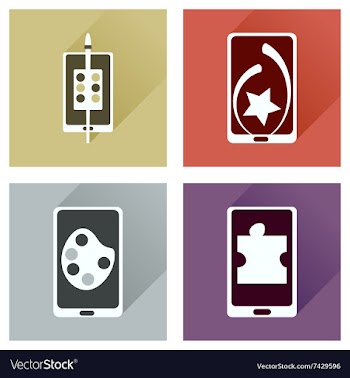 Concept of flat icons with long shadow mobile vector image