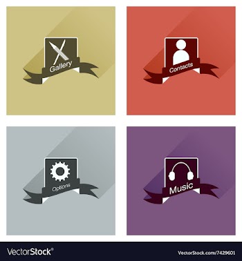 Concept of flat icons with long shadow mobile vector image