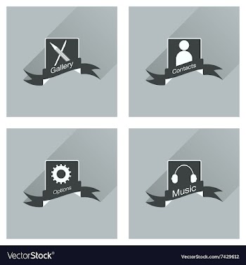 Concept of flat icons with long shadow mobile vector image