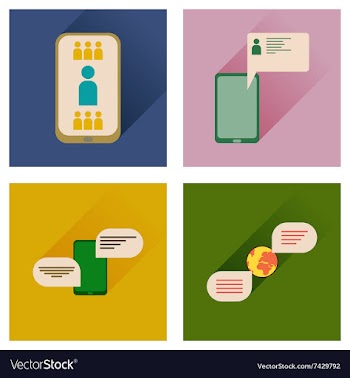 Concept of flat icons with long shadow mobile vector image