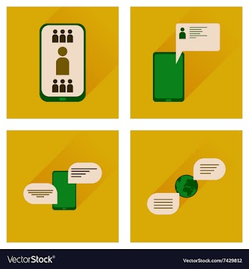 Concept of flat icons with long shadow mobile vector image