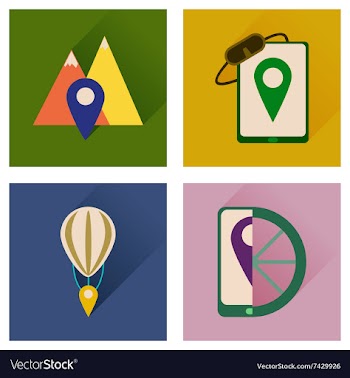 Concept of flat icons with long shadow mobile vector image