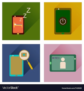 Concept of flat icons with long shadow mobile vector image