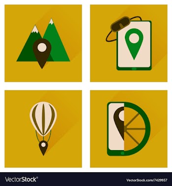 Concept of flat icons with long shadow mobile vector image