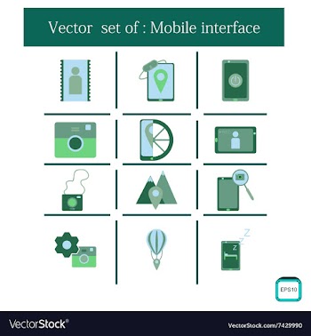 Concept of flat icons with long shadow mobile vector image