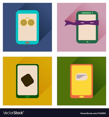 Concept of flat icons with long shadow mobile vector image