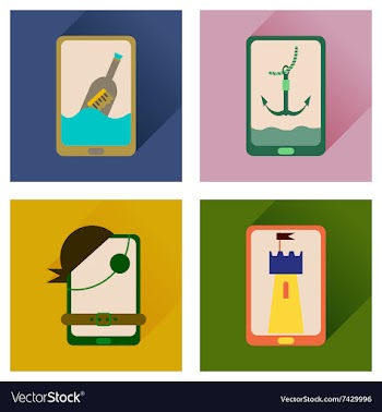 Concept of flat icons with long shadow mobile vector image