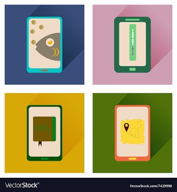 Concept of flat icons with long shadow mobile vector image