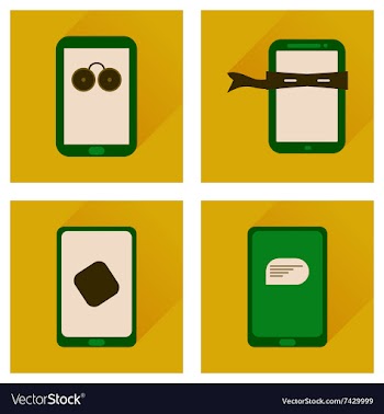 Concept of flat icons with long shadow mobile vector image