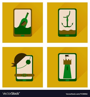 Concept of flat icons with long shadow mobile vector image