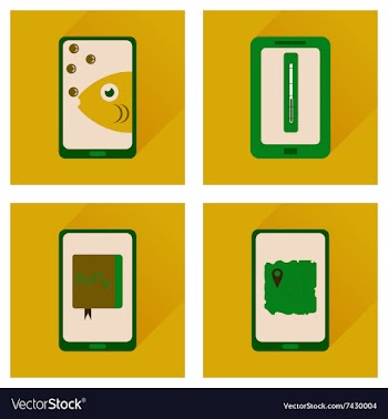 Concept of flat icons with long shadow mobile vector image