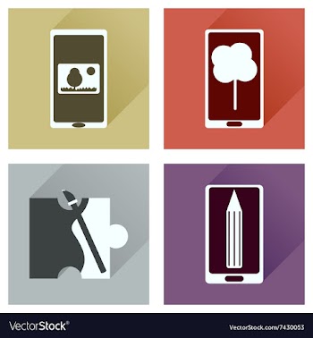 Concept of flat icons with long shadow mobile vector image